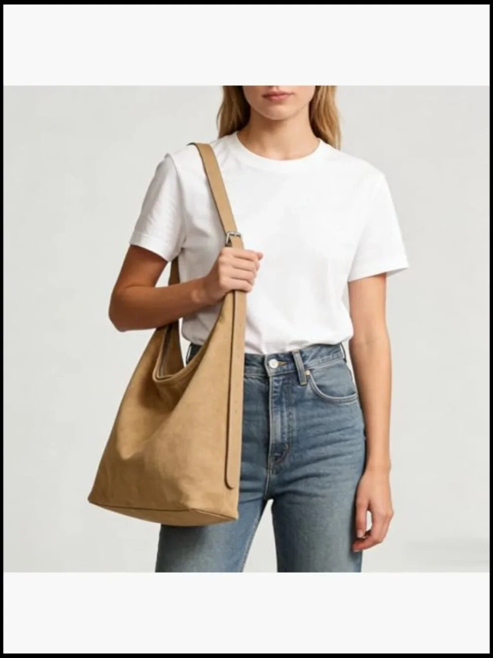 Large Hobo Bag Slouchy Shoulder Tote Purse Retro Faux Suede Handbag Work Travel
